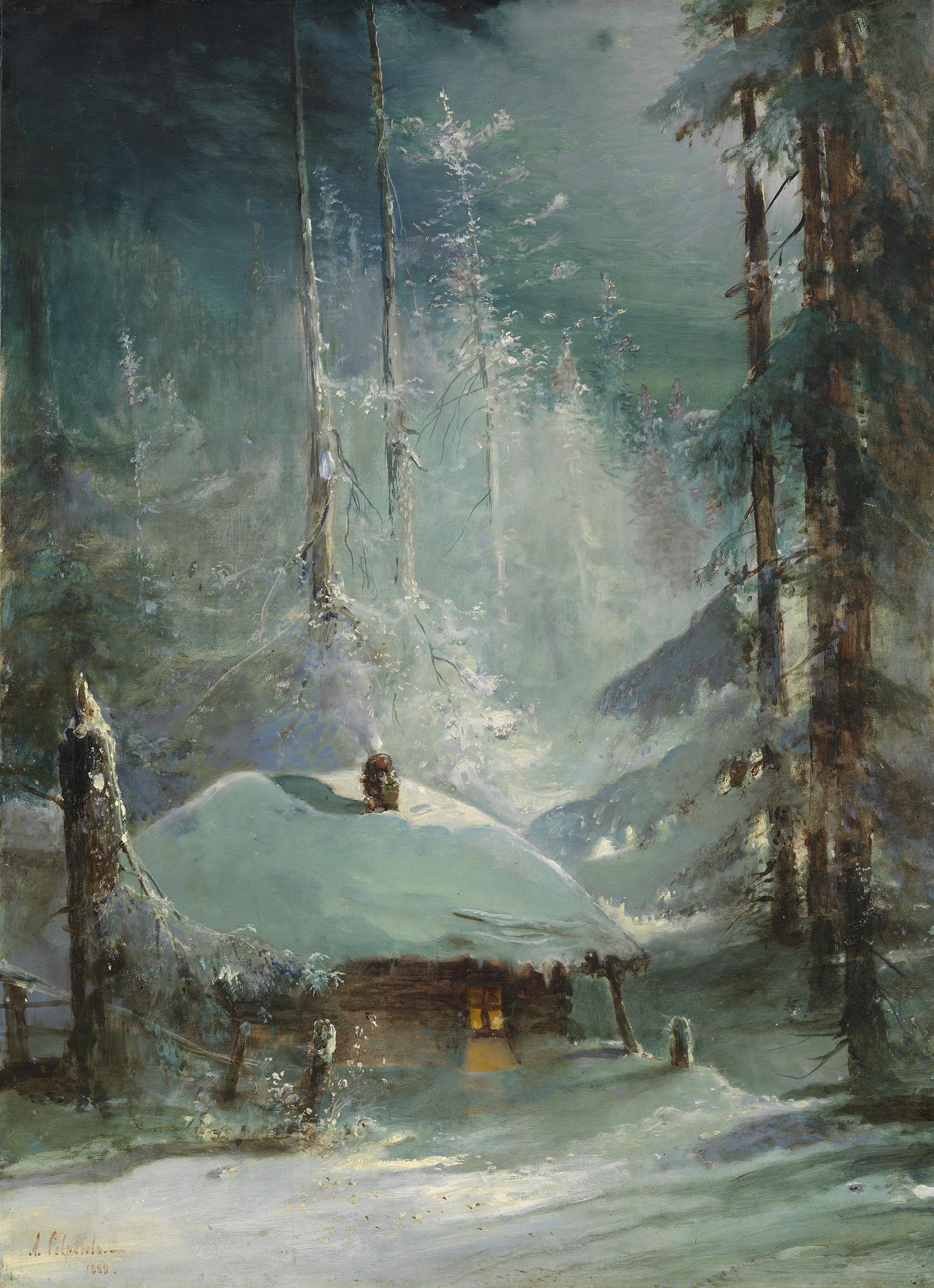 Алексей К. Саврасов - Хижина в лесу зимнему (1888)