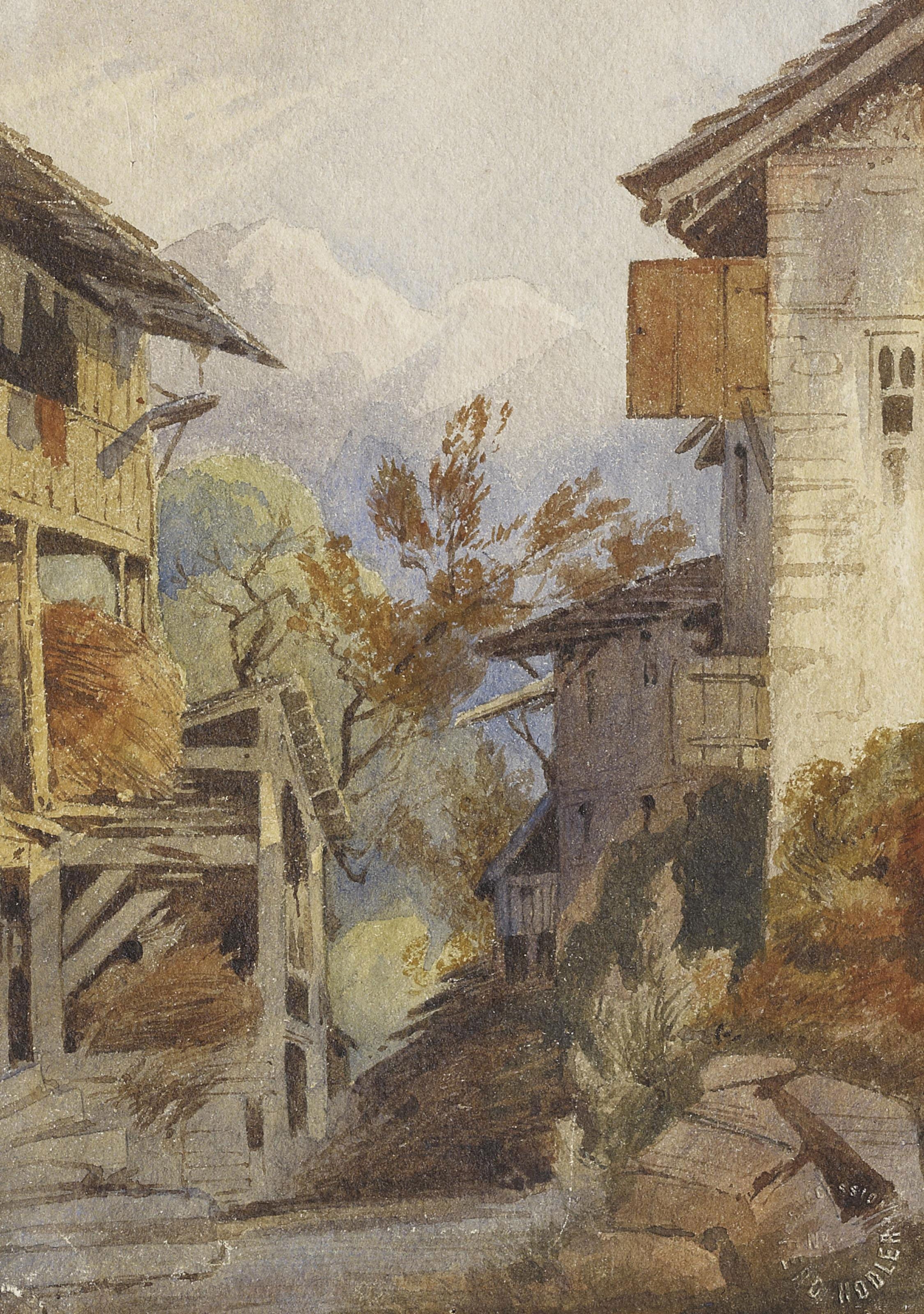 Ferdinand Hodler (zugeschr.) - Bauernhäuser in Savoyen, um 1872