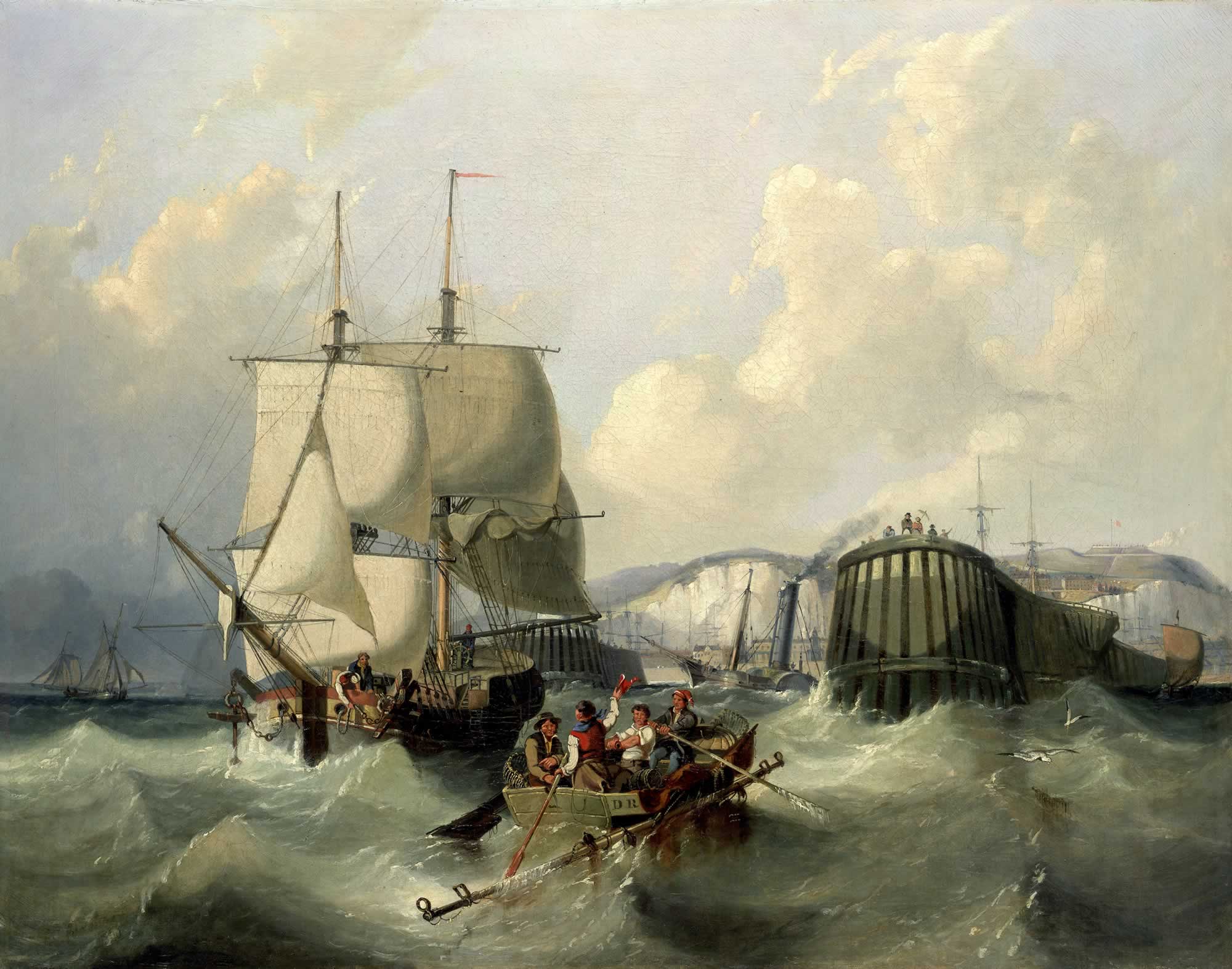 George Chambers - A Brig Leaving Dover