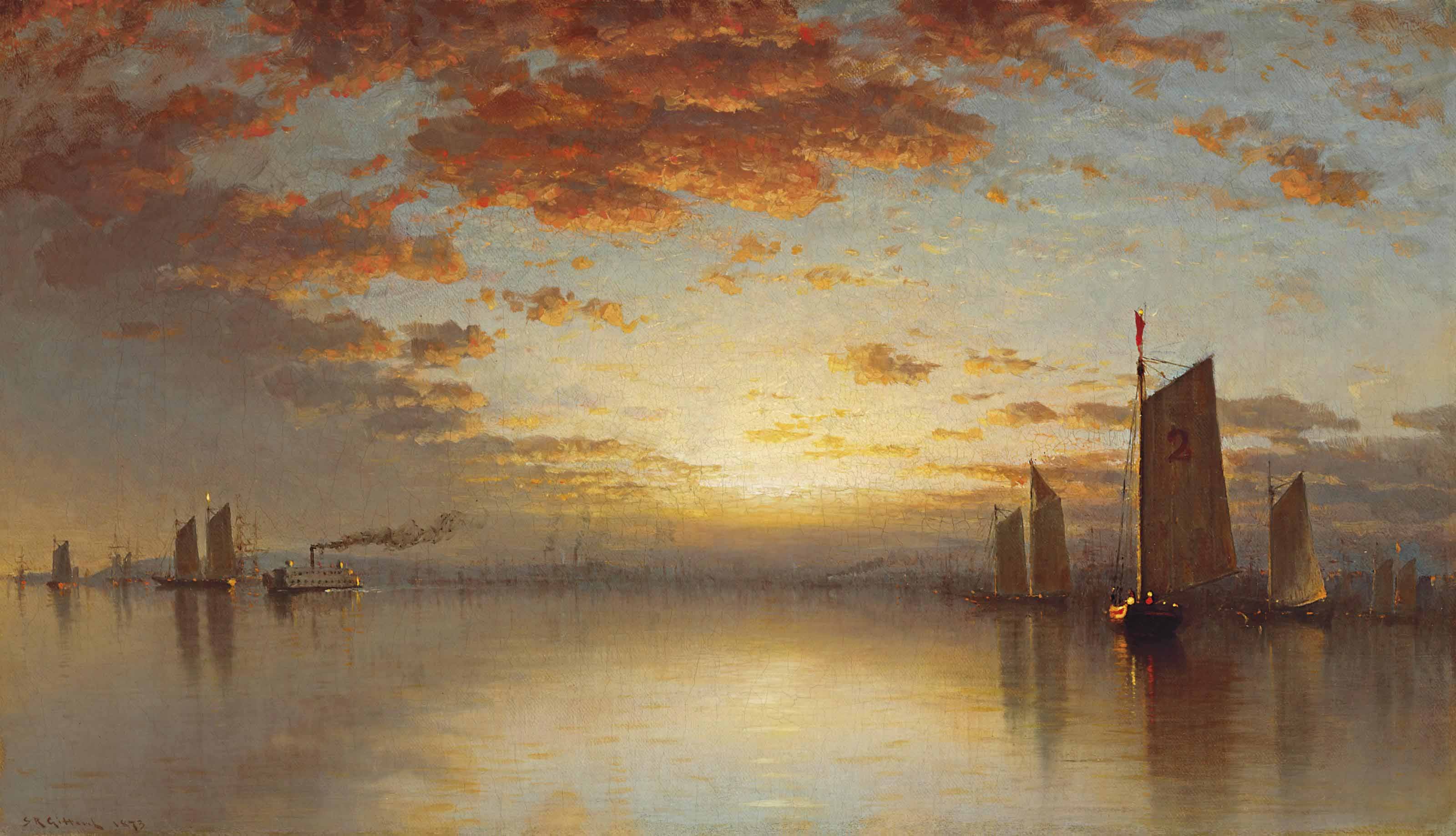 Gifford Sanford Robinson - Sunset Over New York Bay (1873)