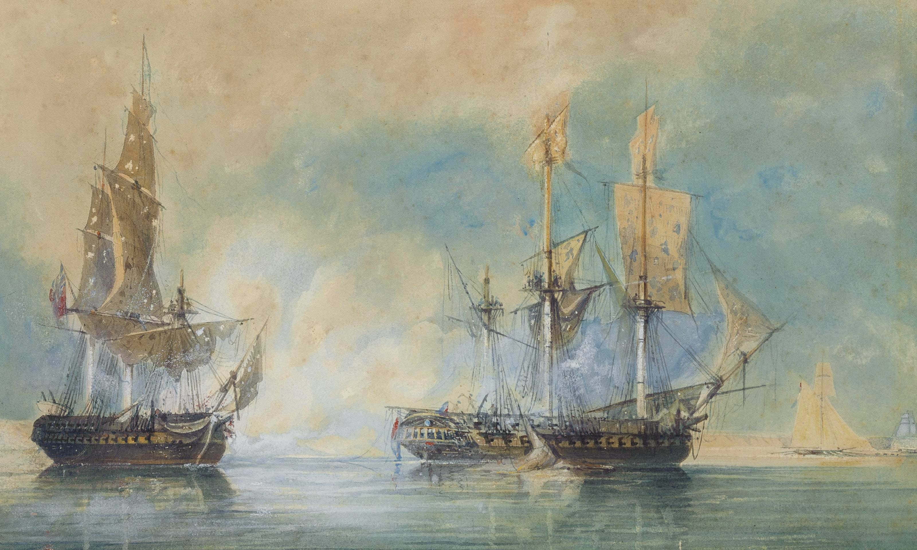 HMS Crescent, capturing the French frigate Réunion off Cherbourg, 20th October 1793