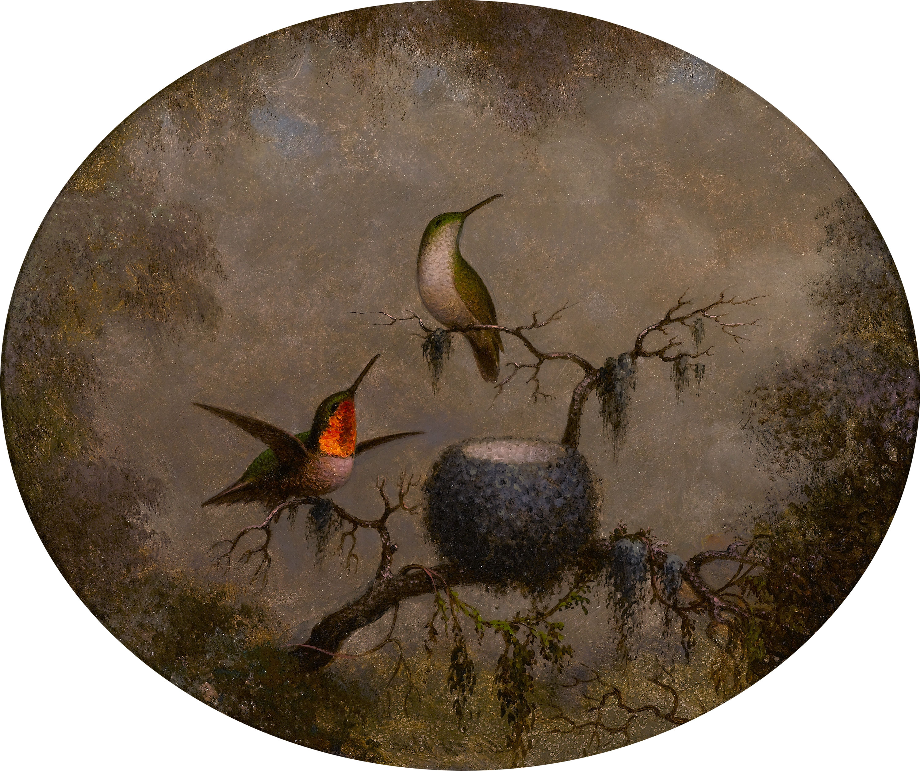 Hummingbirds and their nest-Martin Johnson Heade-1863
