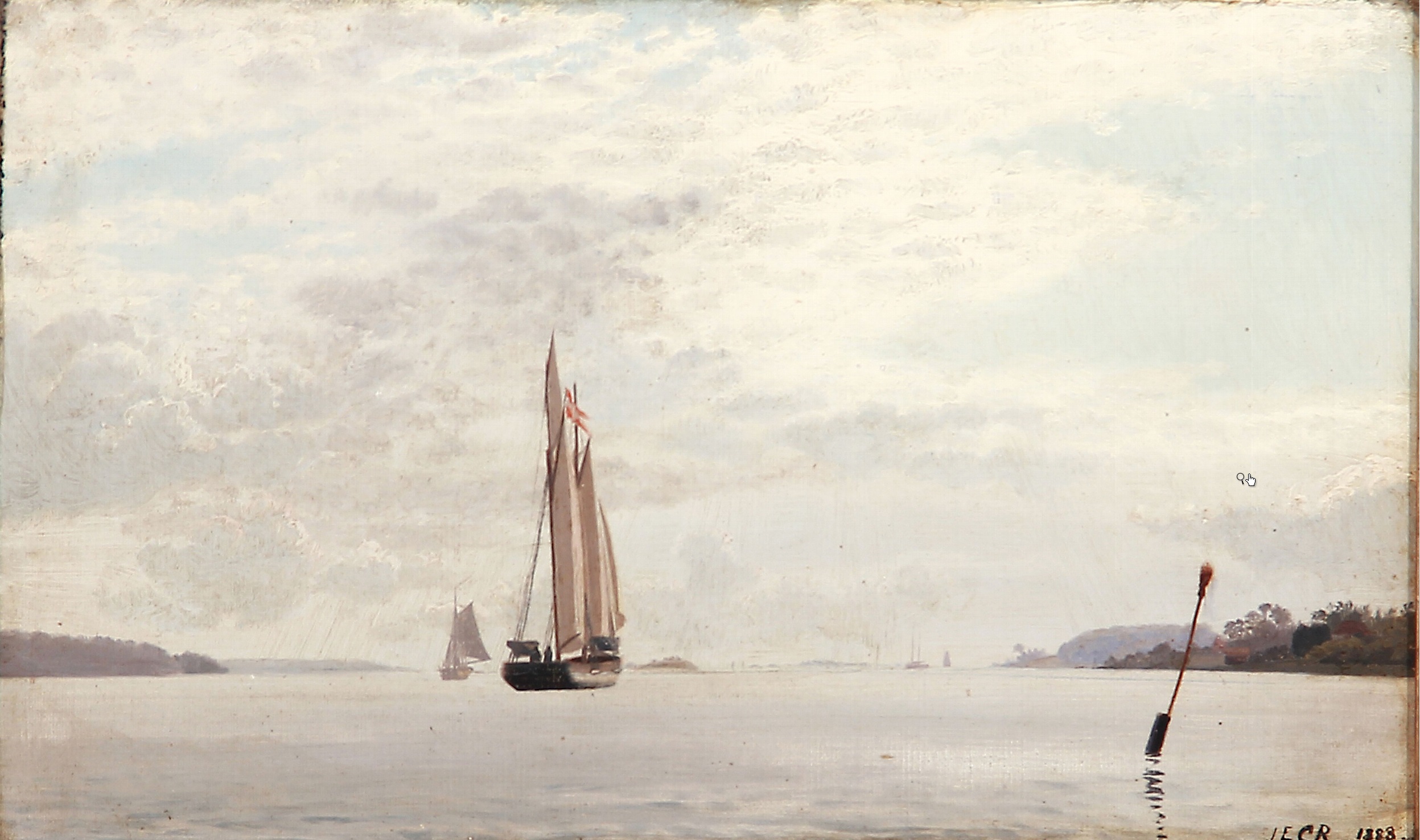I. E. C. Rasmussen - Seascape with sailing ships in a fiord (1888)