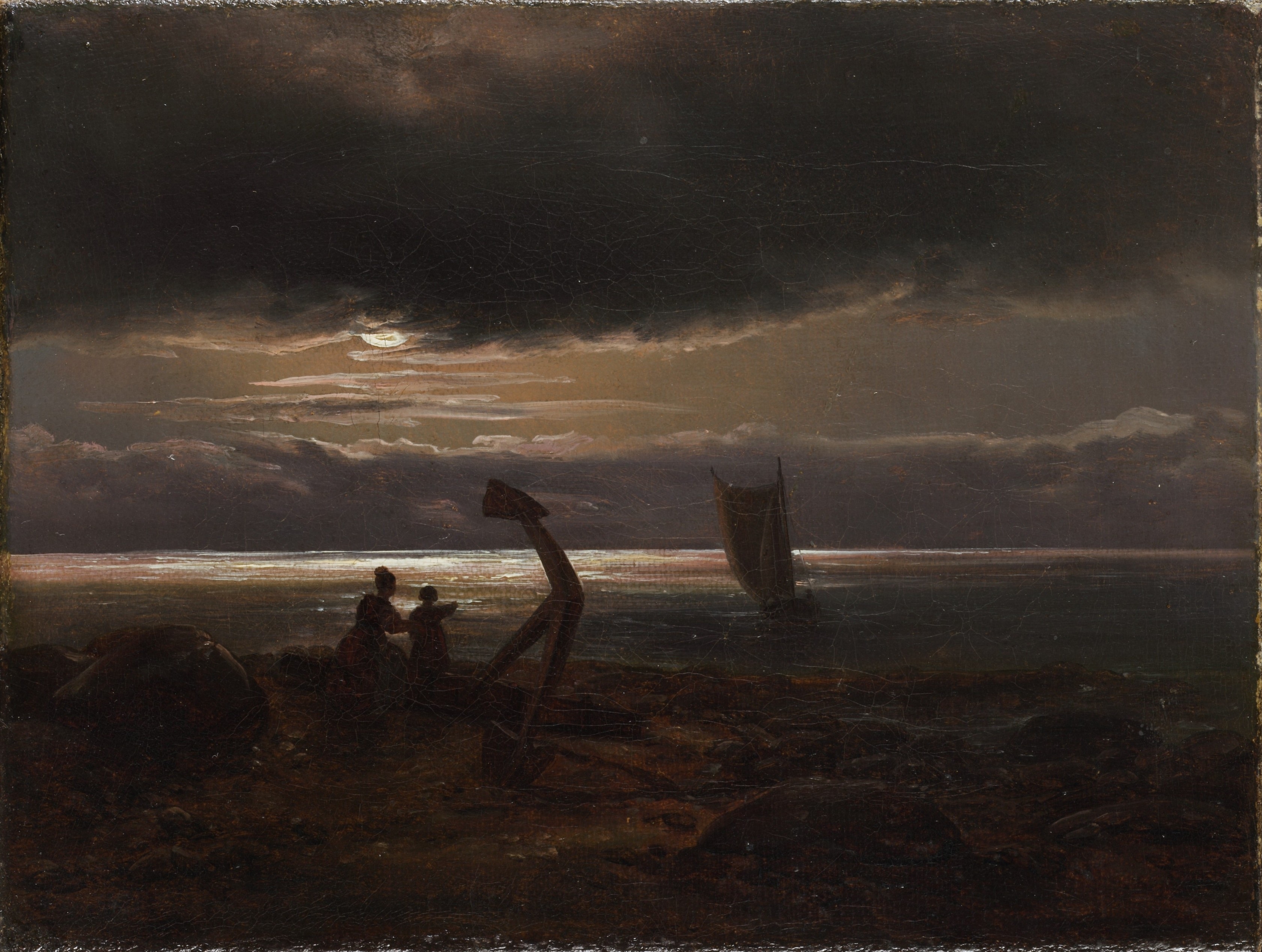 Johan Christian Dahl - Mor og barn ved sjøen
