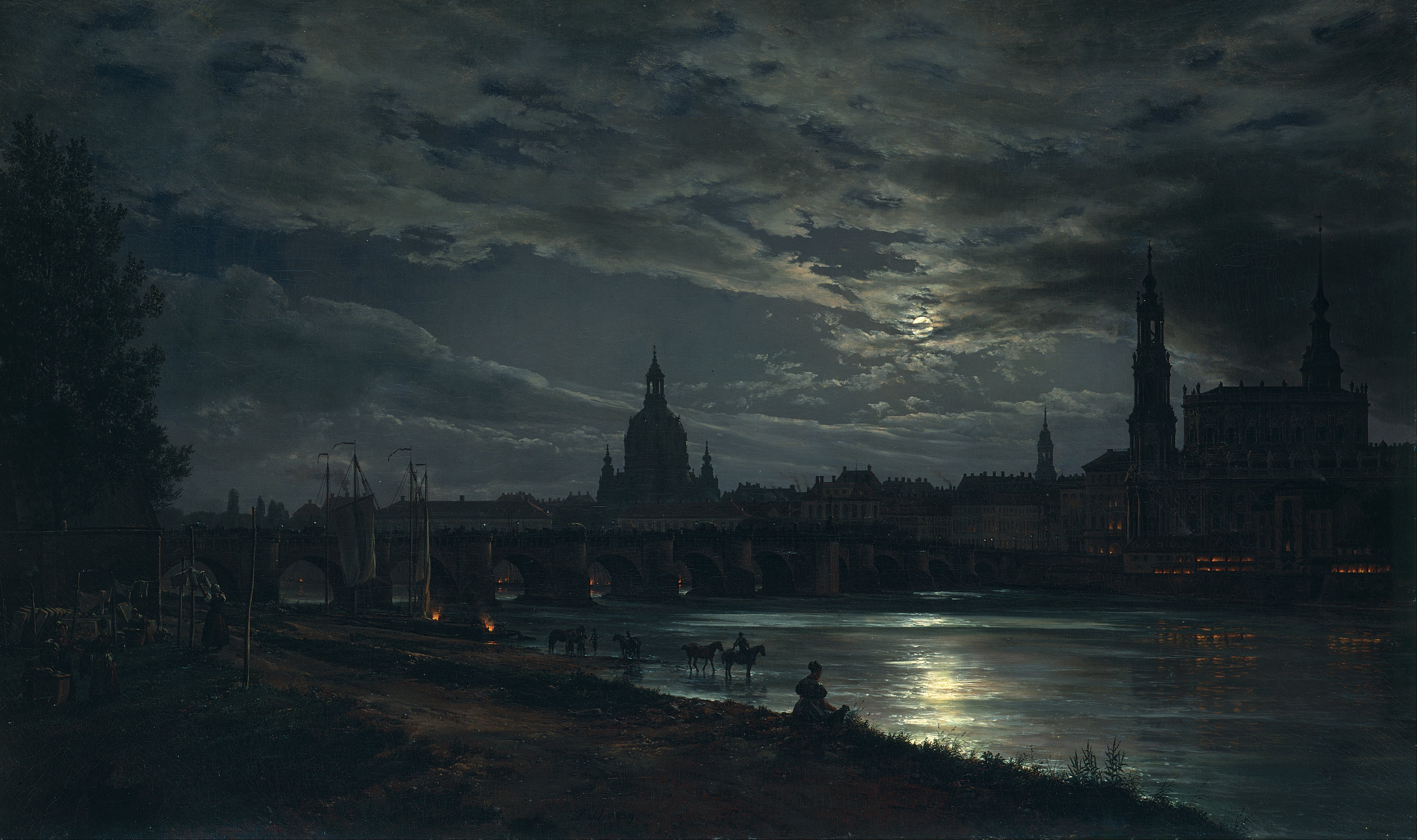 Johan Christian Dahl - View of Dresden by Moonlight - Google Art Project
