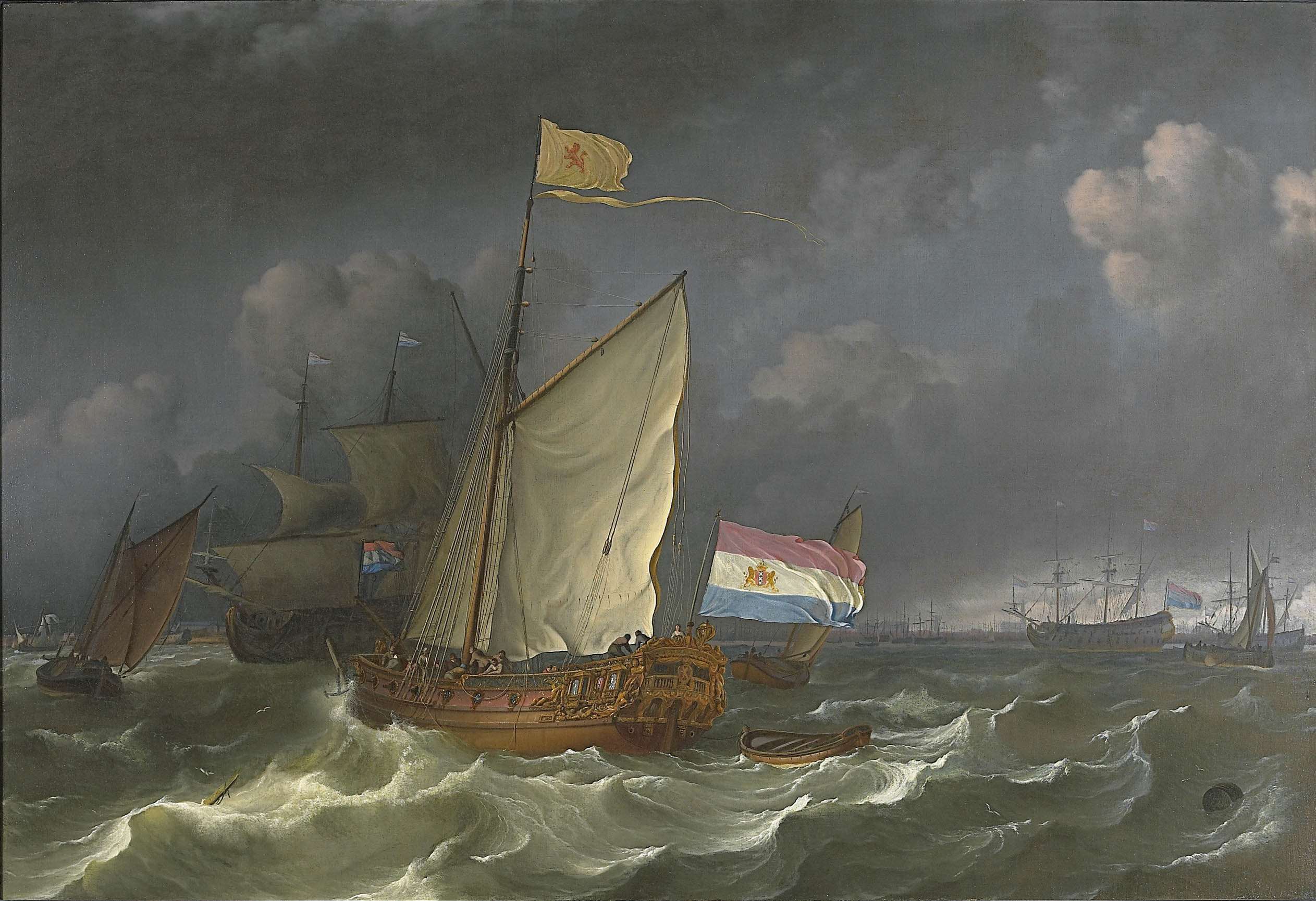 Ludolf Bakhuizen - Een Staten Jacht op het IJ te Amsterdam (1696)