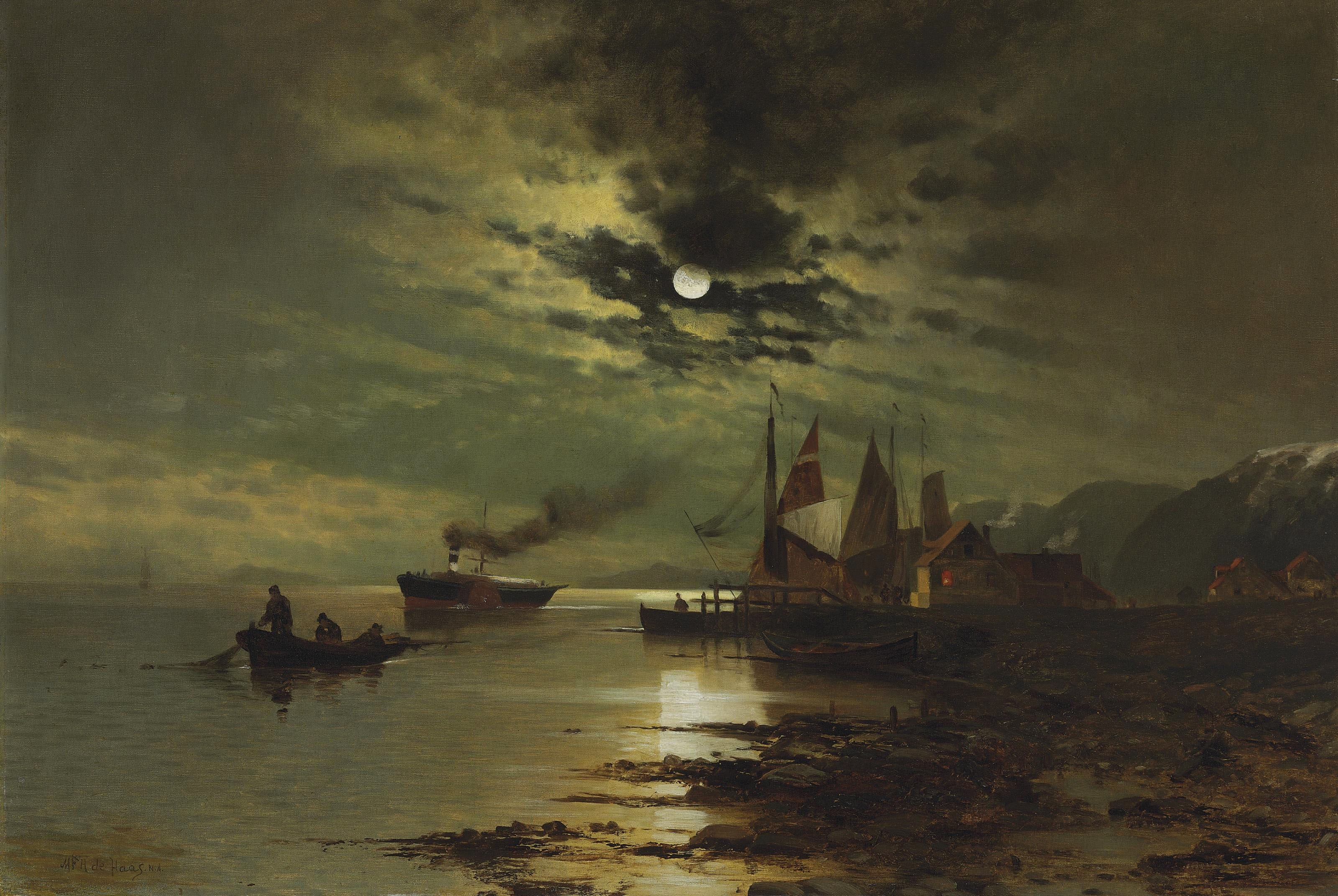 Mauritz de Haas - Hudson under the Moonlight