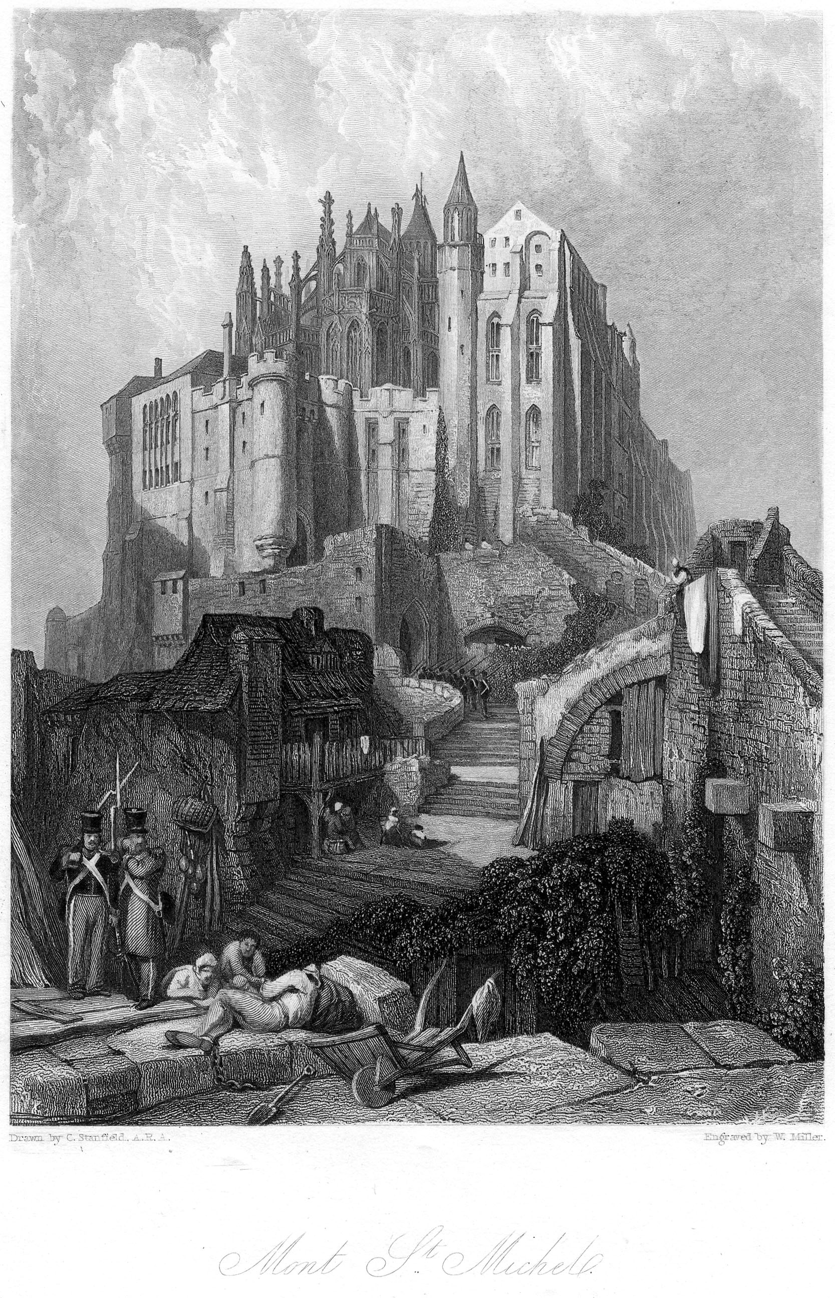 Mont St Michel engraving by William Miller after Clarkson Stanfield