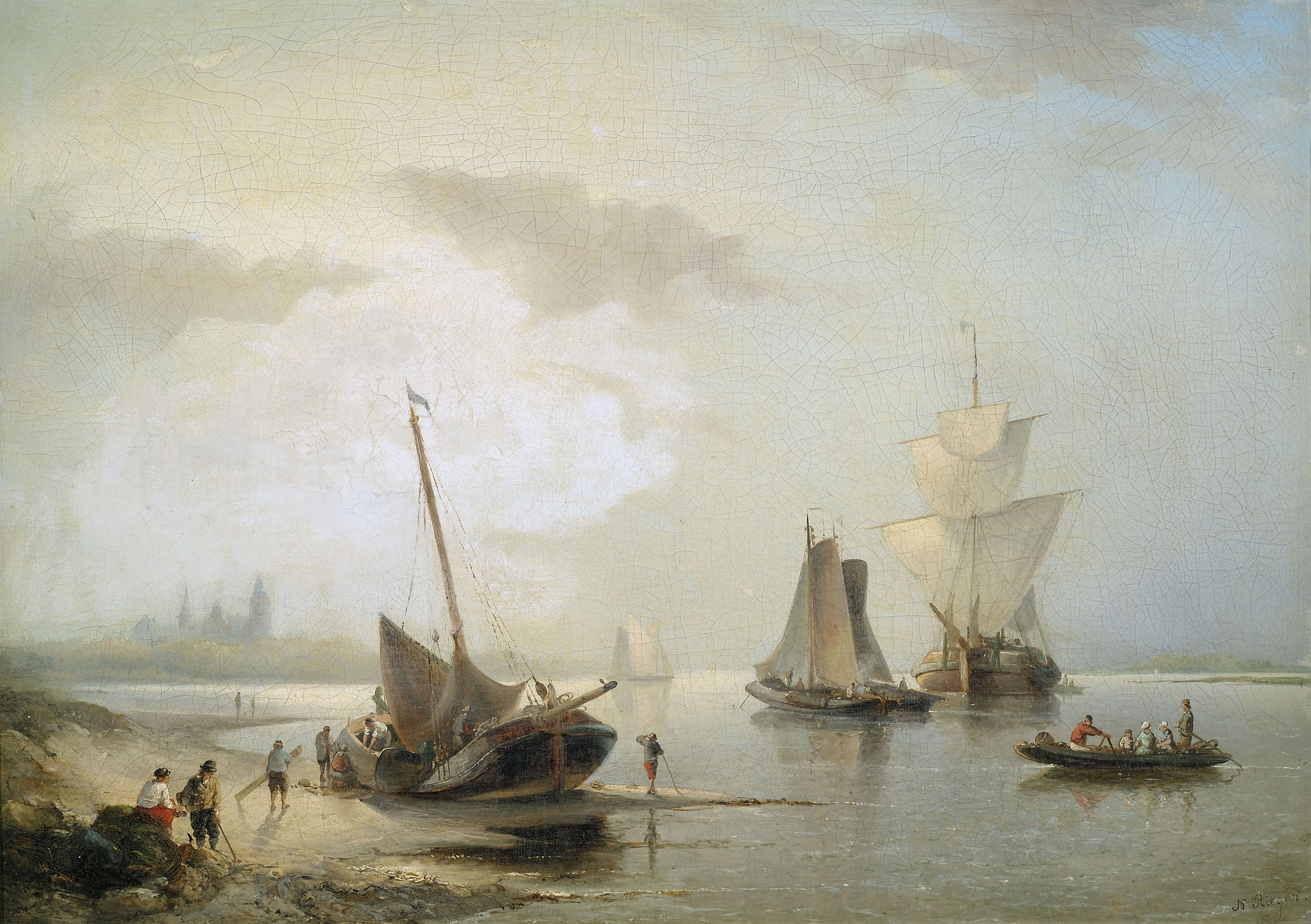 Nicolas Riegen Segelschiffe an holländischer Küste
