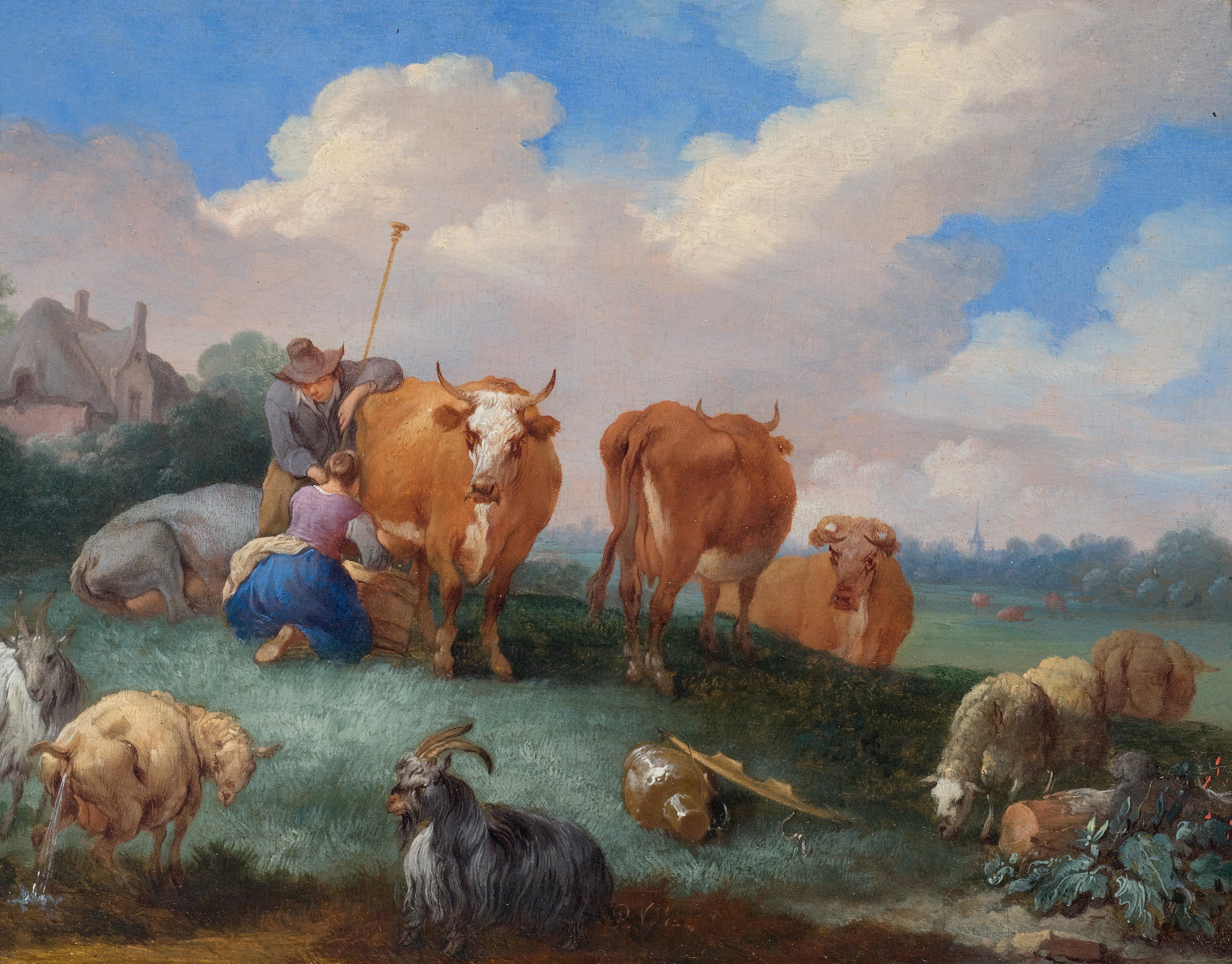 Pieter Bout Hirten mit Kühen und Schafen