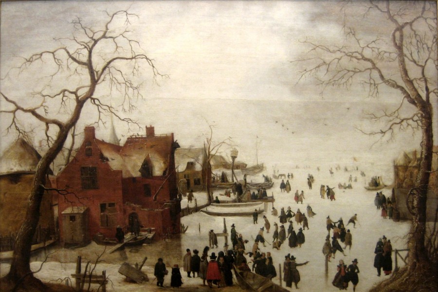 'Winter Scene' oil on panel painting by Hendrick Avercamp, c. 1620, Museu de Évora, Portugal