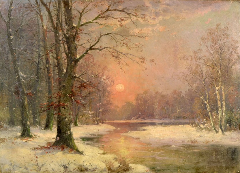 Adolf Kaufmann - Sonnenuntergang in Winterlandschaft