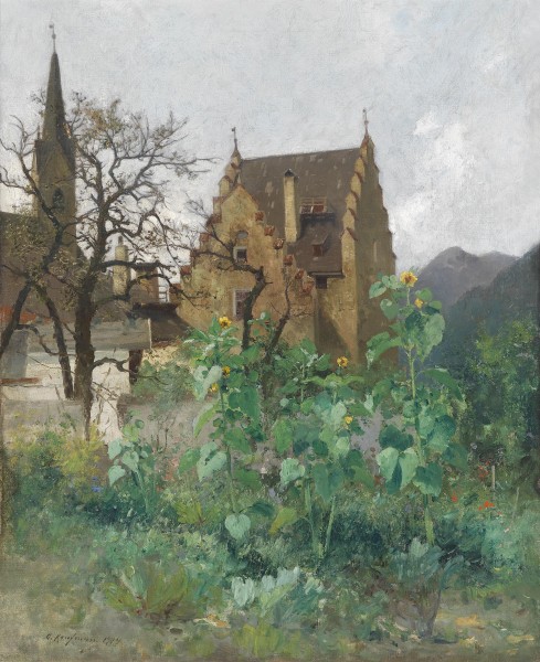 Adolf Kaufmann Sonnenblumen im Vorgarten 1904