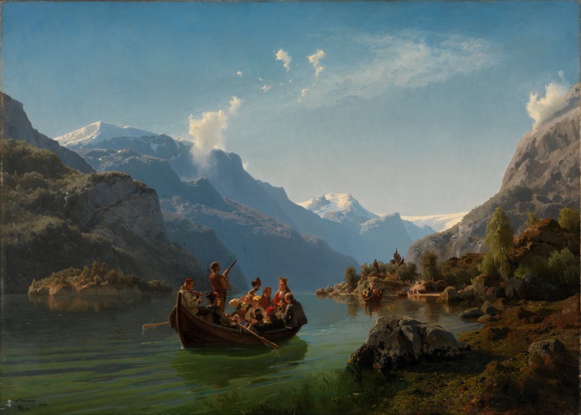 Adolph Tidemand & Hans Gude - Bridal Procession on the Hardangerfjord - Google Art Project