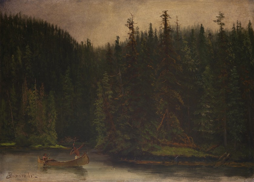 Albert Bierstadt - Indian Hunters in Canoe