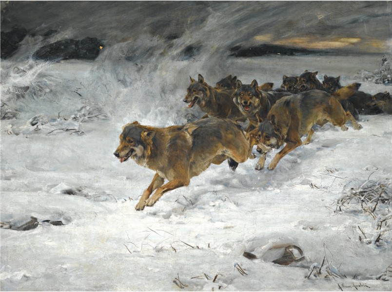 Alfred Kowalski-Wierusz - Stado wilków