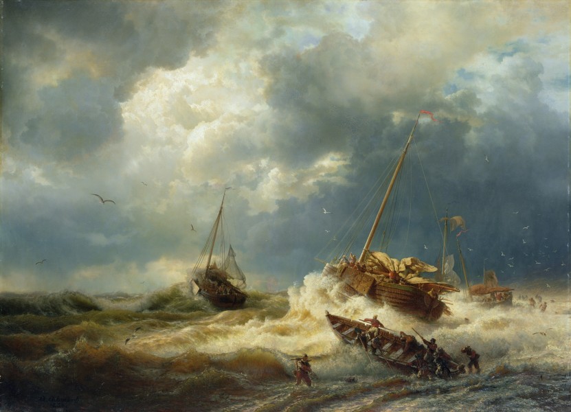 Andreas Achenbach - Schiffe im Sturm an der holländischen Küste