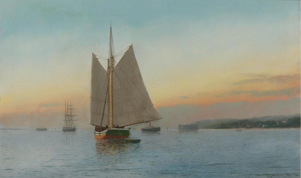 Antonio Jacobsen - Lumber schooner in New York's Lower Bay