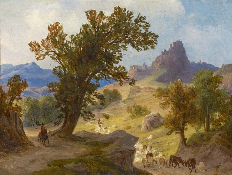August Ahlborn - Hirten unterhalb von Cervara in Latium