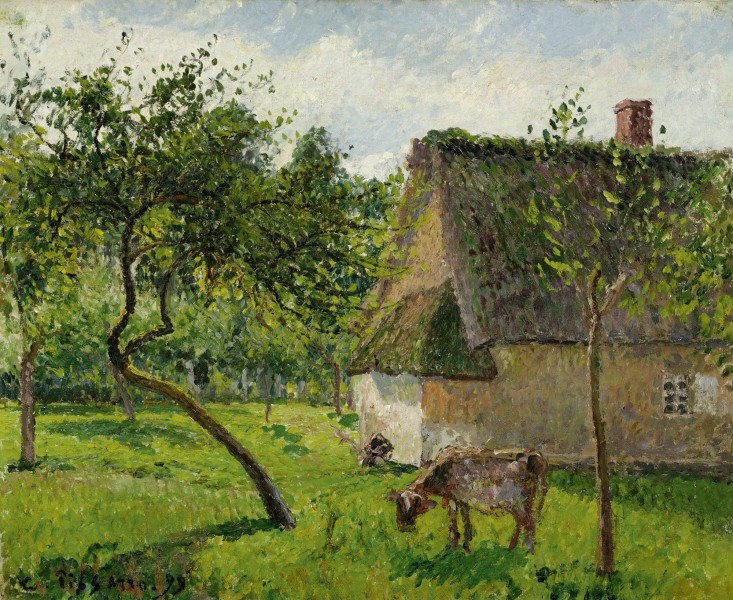 Camille Pissarro - Verger à Varengeville avec vache (1899)