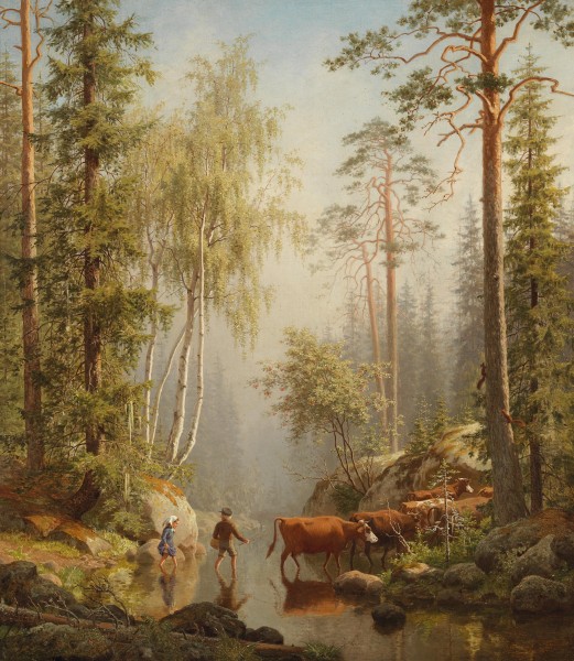 Carl Bøgh - In the Woodland Stream (1872)