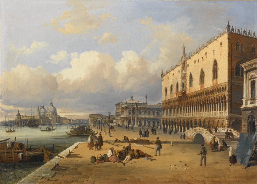 Carlo Grubacs Venice, a View of the Doge's Palace and Piazzetta
