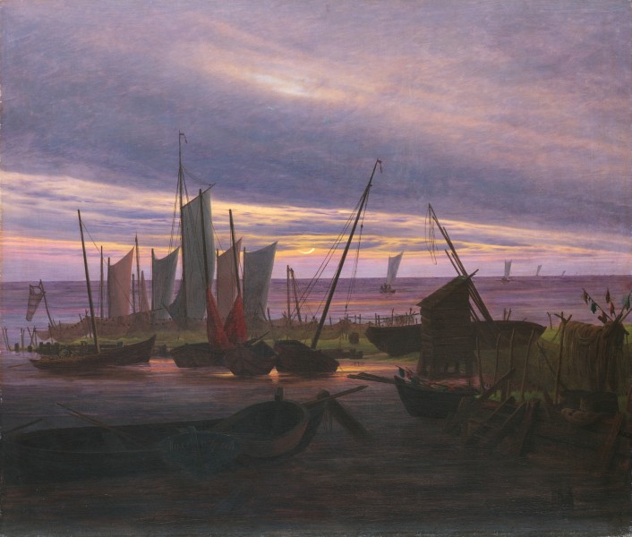 Caspar David Friedrich - Schiffe im Hafen am Abend