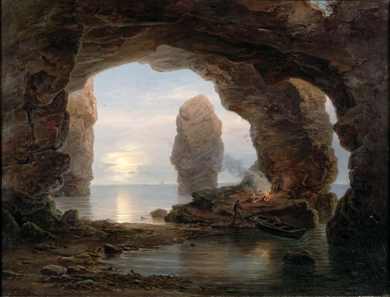 Christian Morgenstern - Fischer in einer Grotte, Helgoland (1850)