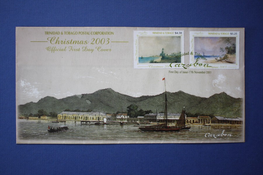 Christmas 2003 Trinidad & Tobago Official First Day Cover with paintings by Cazabon