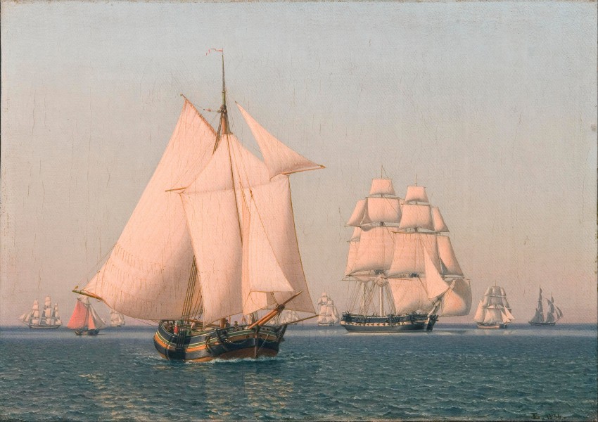 Christoffer Wilhelm Eckersberg - Ships under sail in a mild breeze on a clear summer's afternoon - Google Art Project