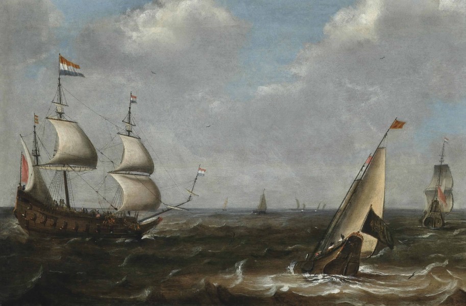 Claes Claesz. Wou - Shipping in choppy waters