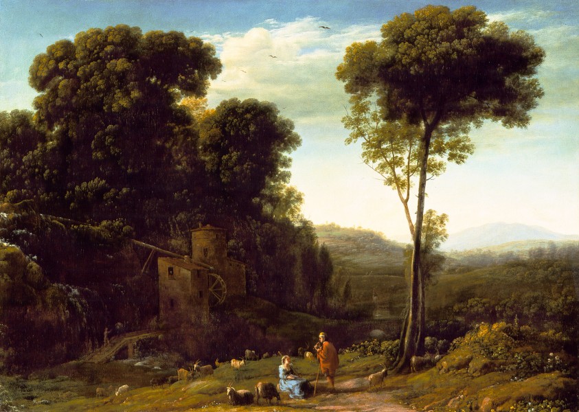 Claude Lorrain - Paysage pastoral avec un moulin (1634)