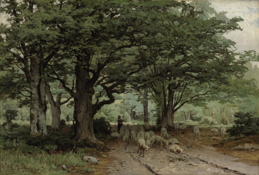 Володи́мир Д. Орло́вський - Пастушка та її паства в лісі (1871)