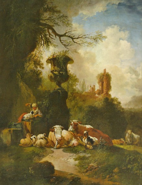 Dietrich, Christian Wilhelm Ernst - Bukolische Landschaft mit Urne