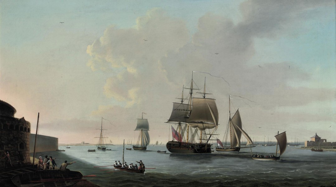 Dominic Serres - An English frigate running into Portsmouth harbour