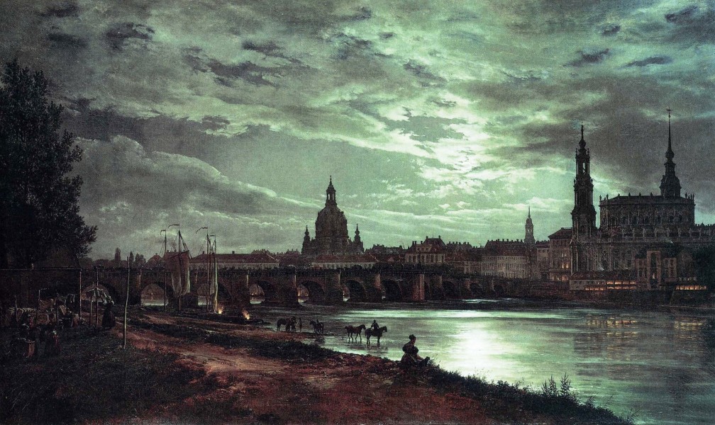 Dresden bei Mondschein. Gemälde von Johann Christian Clausen Dahl