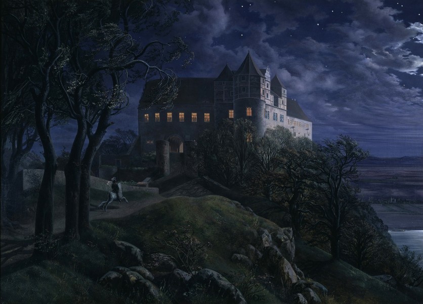 Ernst Ferdinand Oehme - Burg Scharfenberg bei Nacht - Google Art Project