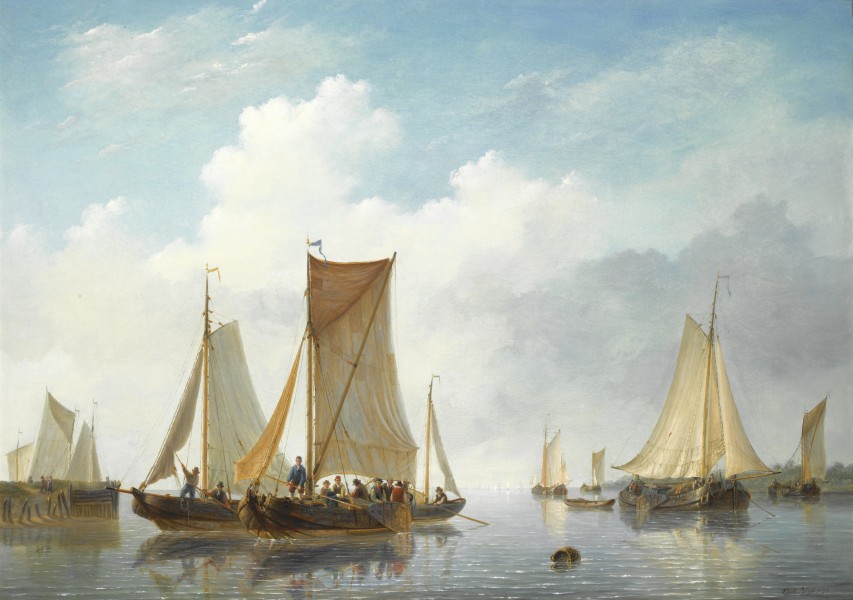 Frans Jacobus van den Blyk - Monding met schepen in rustig water