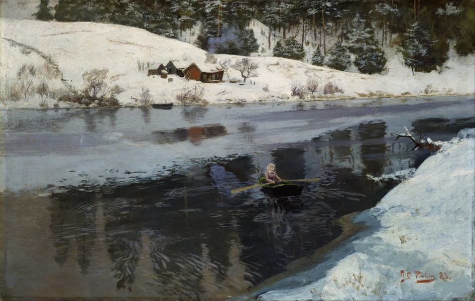 Frits Thaulow - Winter at the River Simoa - Google Art Project