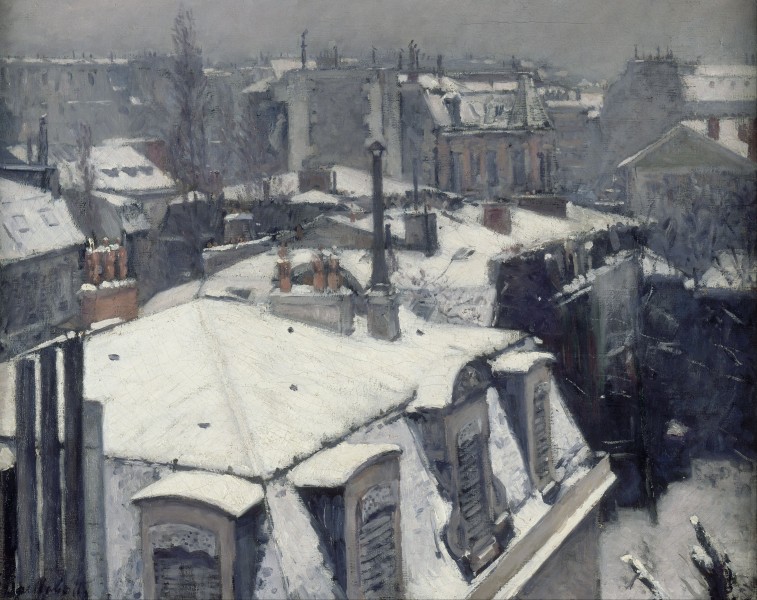 Gustave Caillebotte - Rooftops in the Snow (snow effect) - Google Art Project