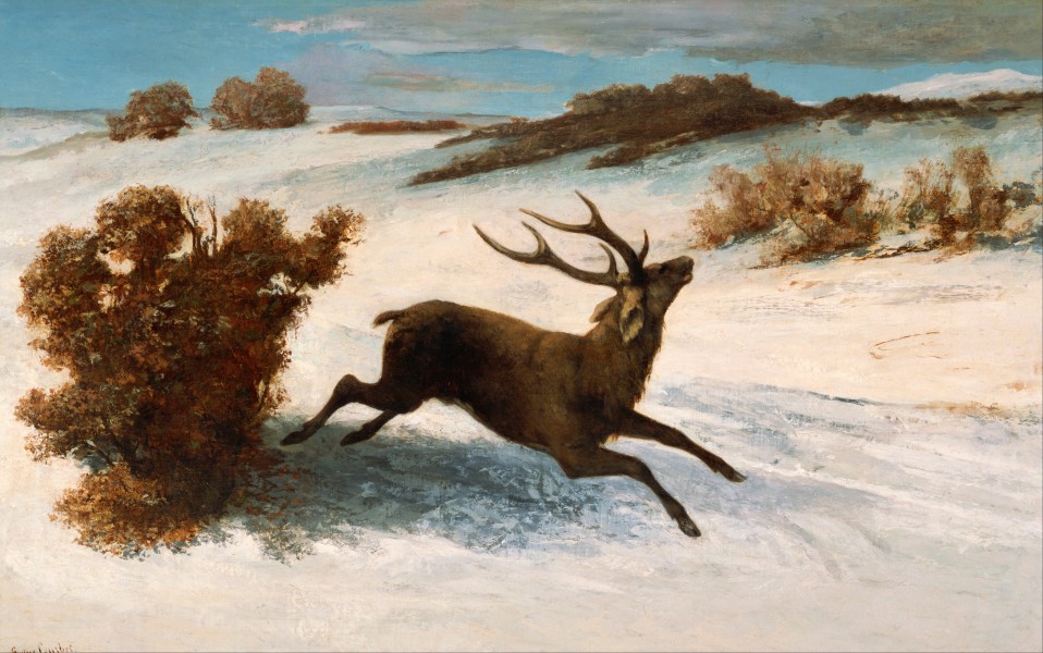Gustave Courbet - Deer Running in the Snow - Google Art Project