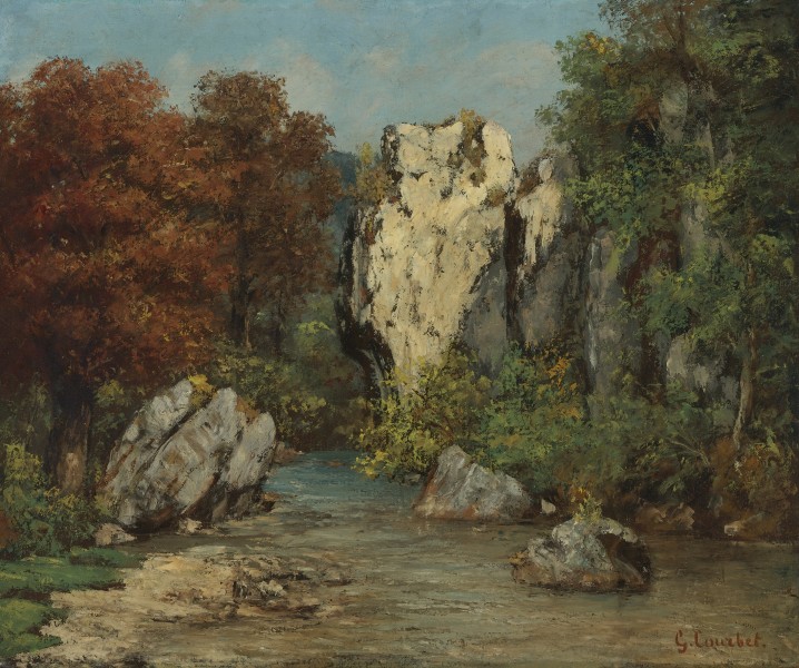 Gustave Courbet - Paysage au ruisseau et au rocher