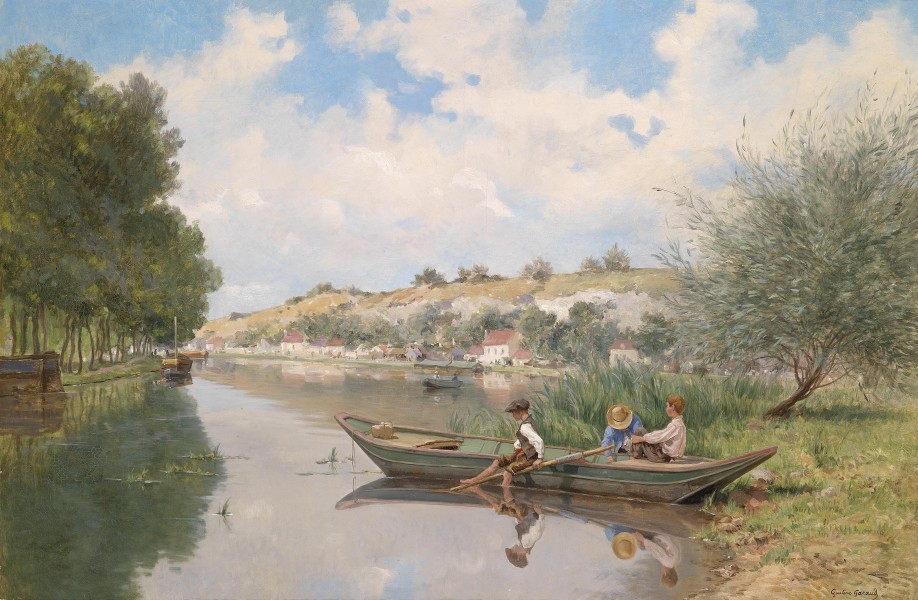 Gustave Garaud Knaben am Fluss