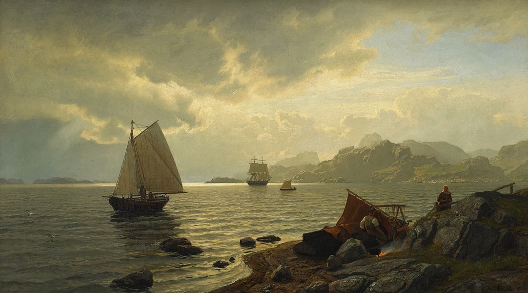 Hans Gude - Motivet hämtat från Spinnkusten längs Sörlandskusten (1872)