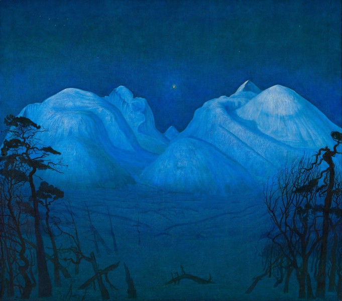 Harald Sohlberg - Winter Night in the Mountains - Google Art Project