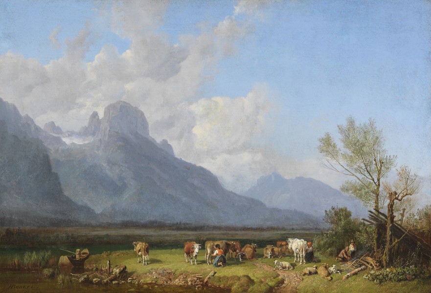 Heinrich Bürkel - Viehhirten am Seeufer (1840-50)