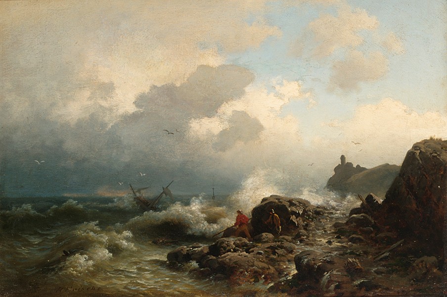 Heinrich Ludwig Frische - Fischer an einem felsigen Ufer