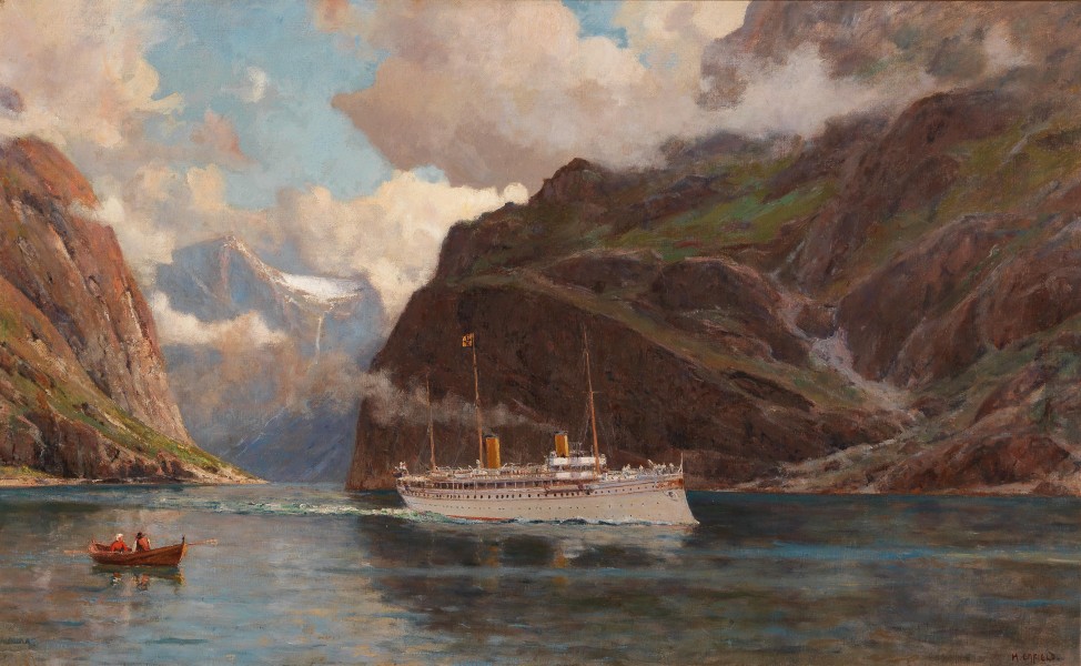 Henry Enfield - Fjord Landscape with Passenger Ship