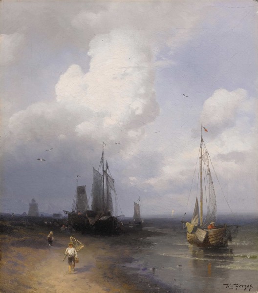 Hermann Herzog - Dutch coastal scene