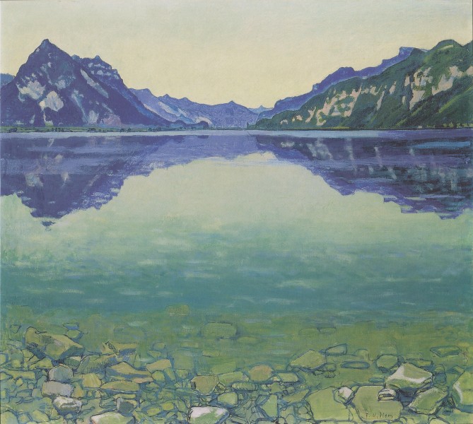 Hodler - Thunersee mit symmetrischer Spiegelung vor Sonnenaufgang - 1904